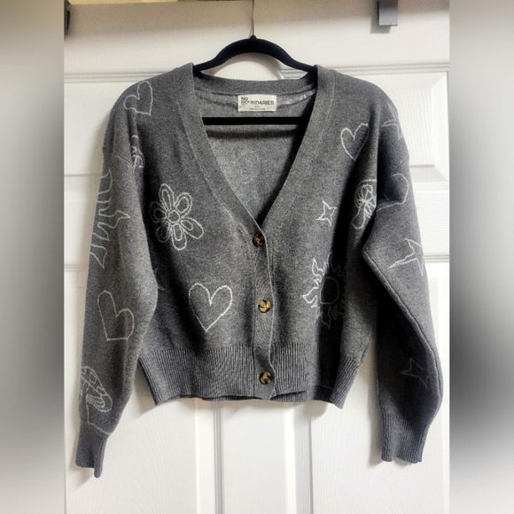 No Boundries Womens Soft Gray Patterned Cropped Sweater Size S - Picture 1 of 4
